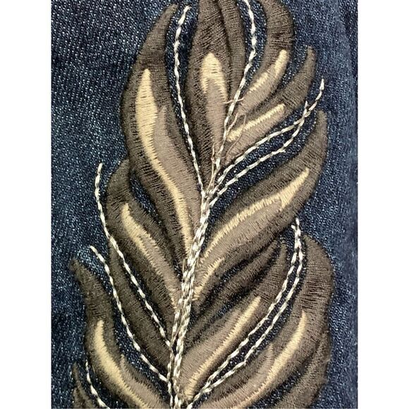 Kut from the Kloth Womens Feather Embroidered Catherine Boyfriend Jeans Blue 16W - Picture 5 of 11